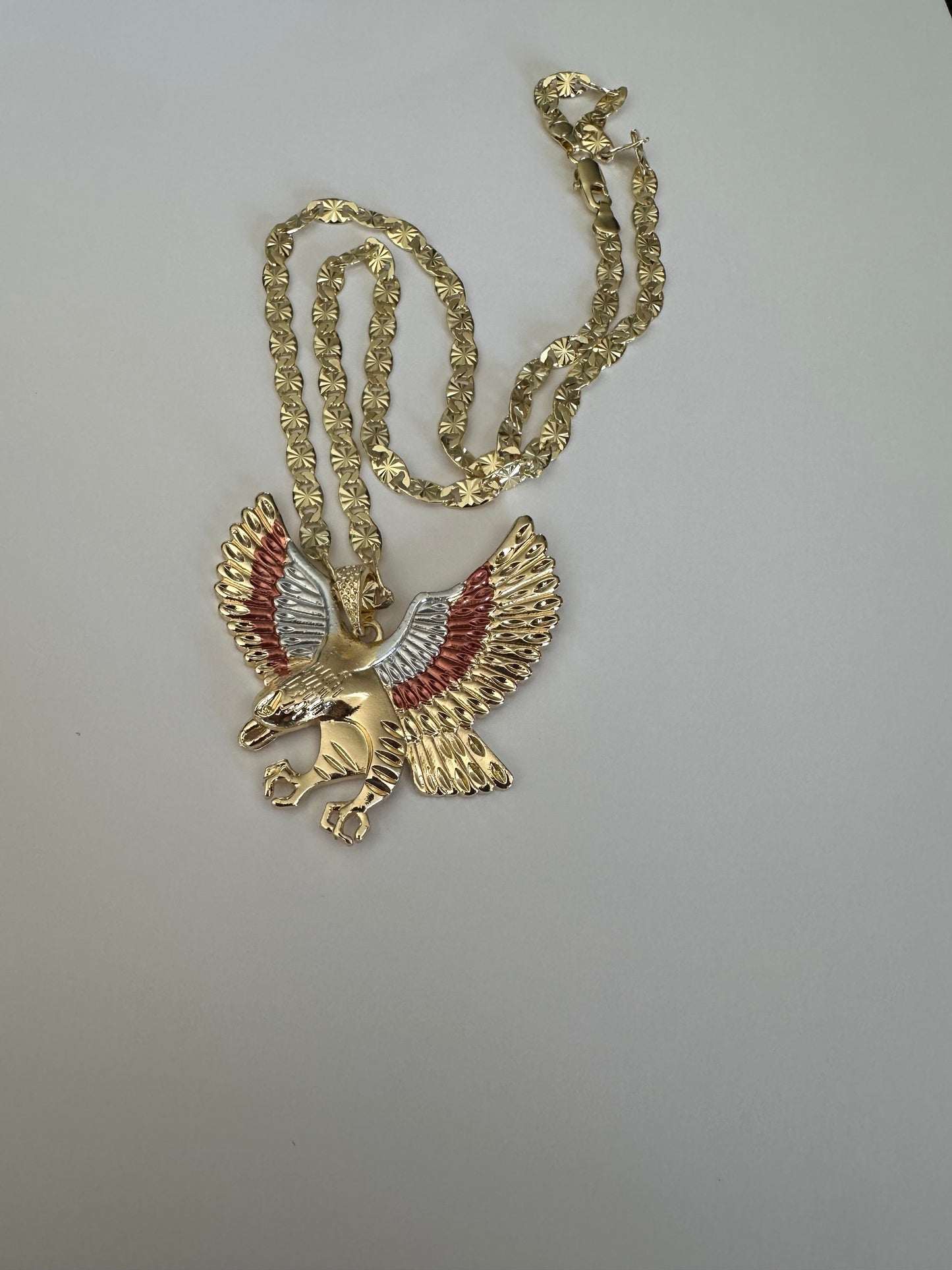 Gold Plated Eagle Necklace with Chain and Pendant 24”