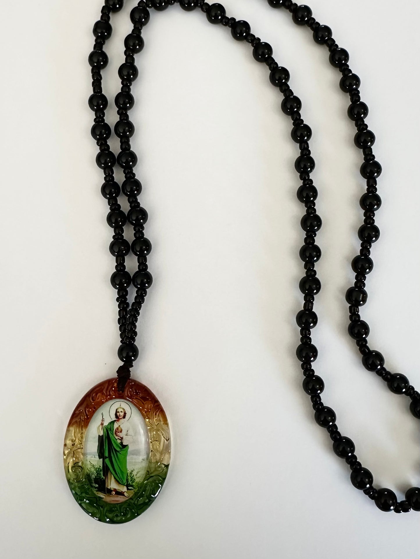 Handmade San Judas Bead Rosary 24"