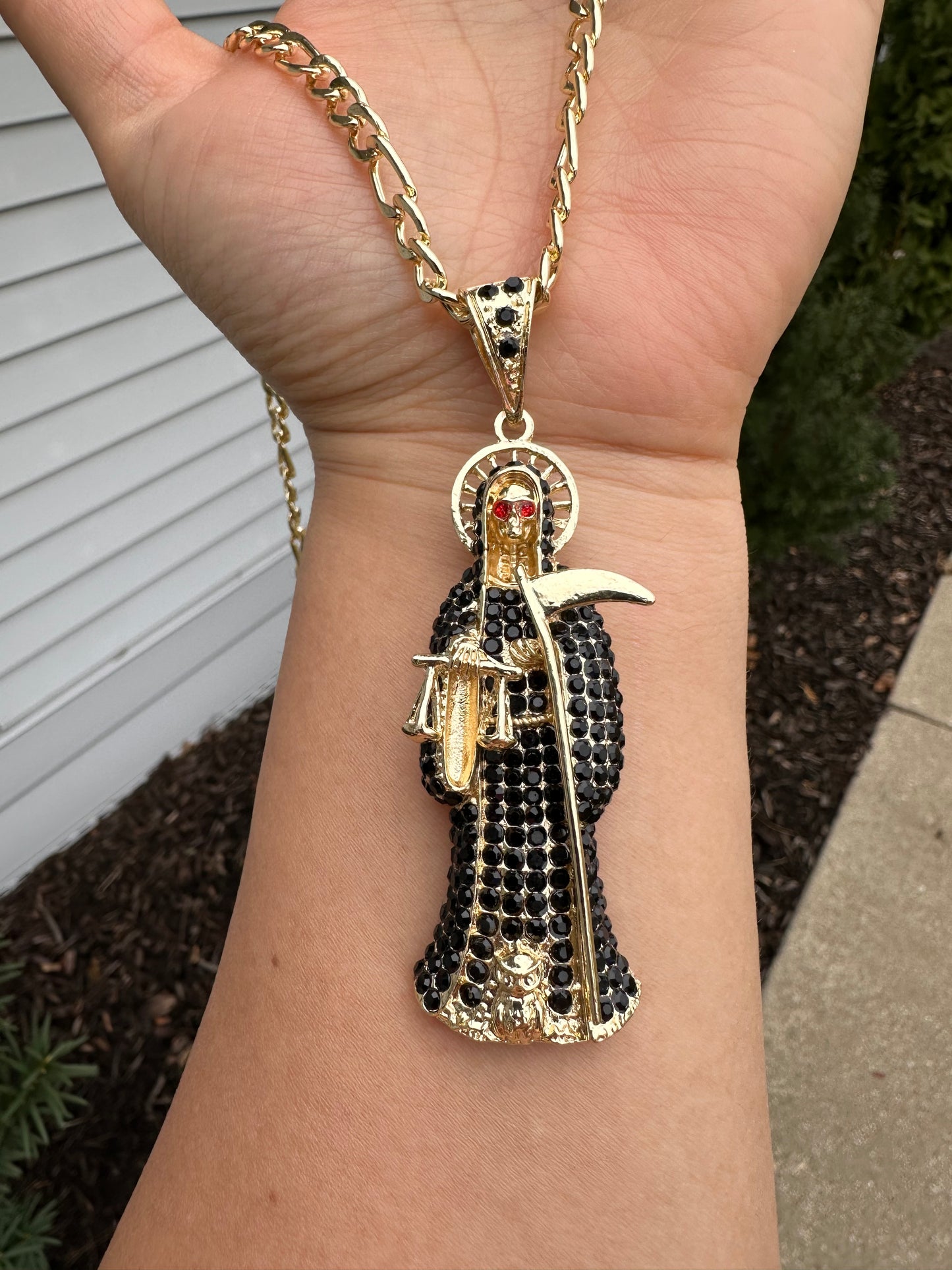 Santa Muerte 24” Gold Plated Necklace