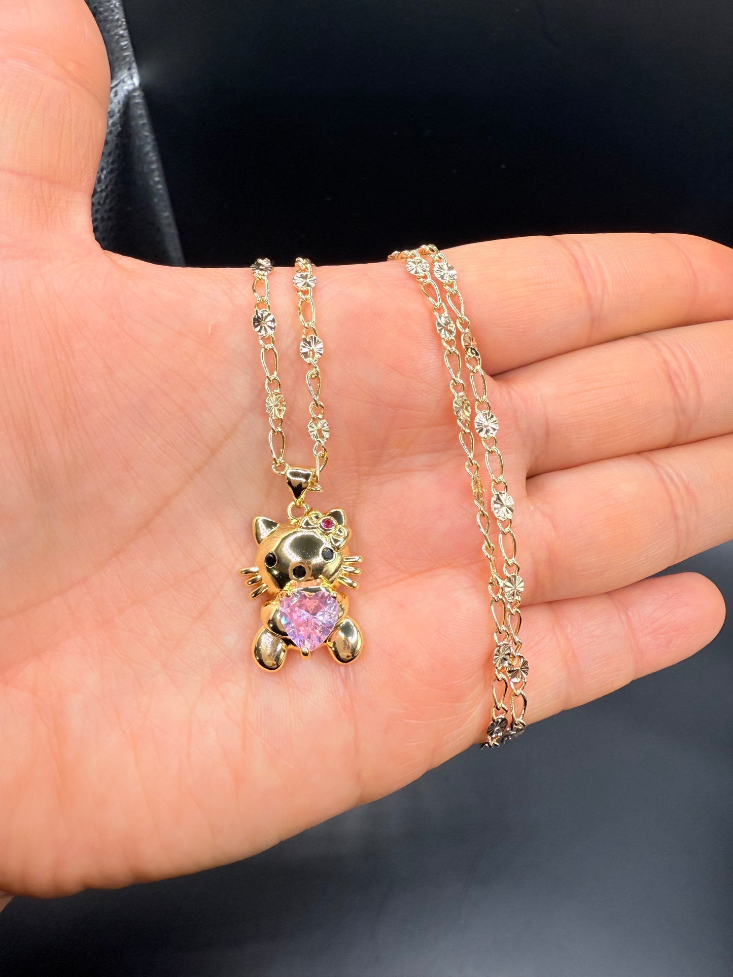 Sanrio  Kitty design Gold Openwork Necklace