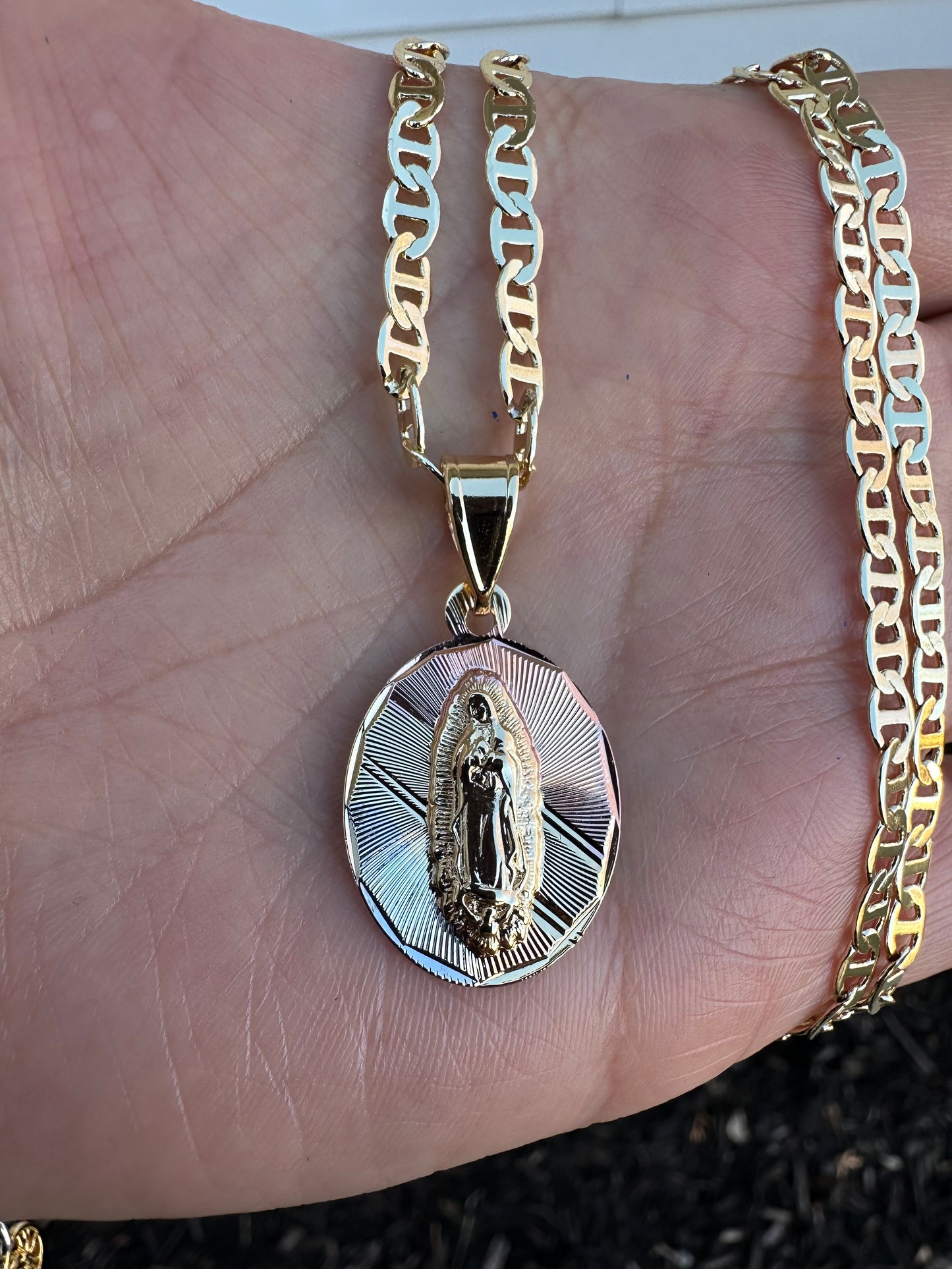 Virgen de Guadalupe gold plated necklace