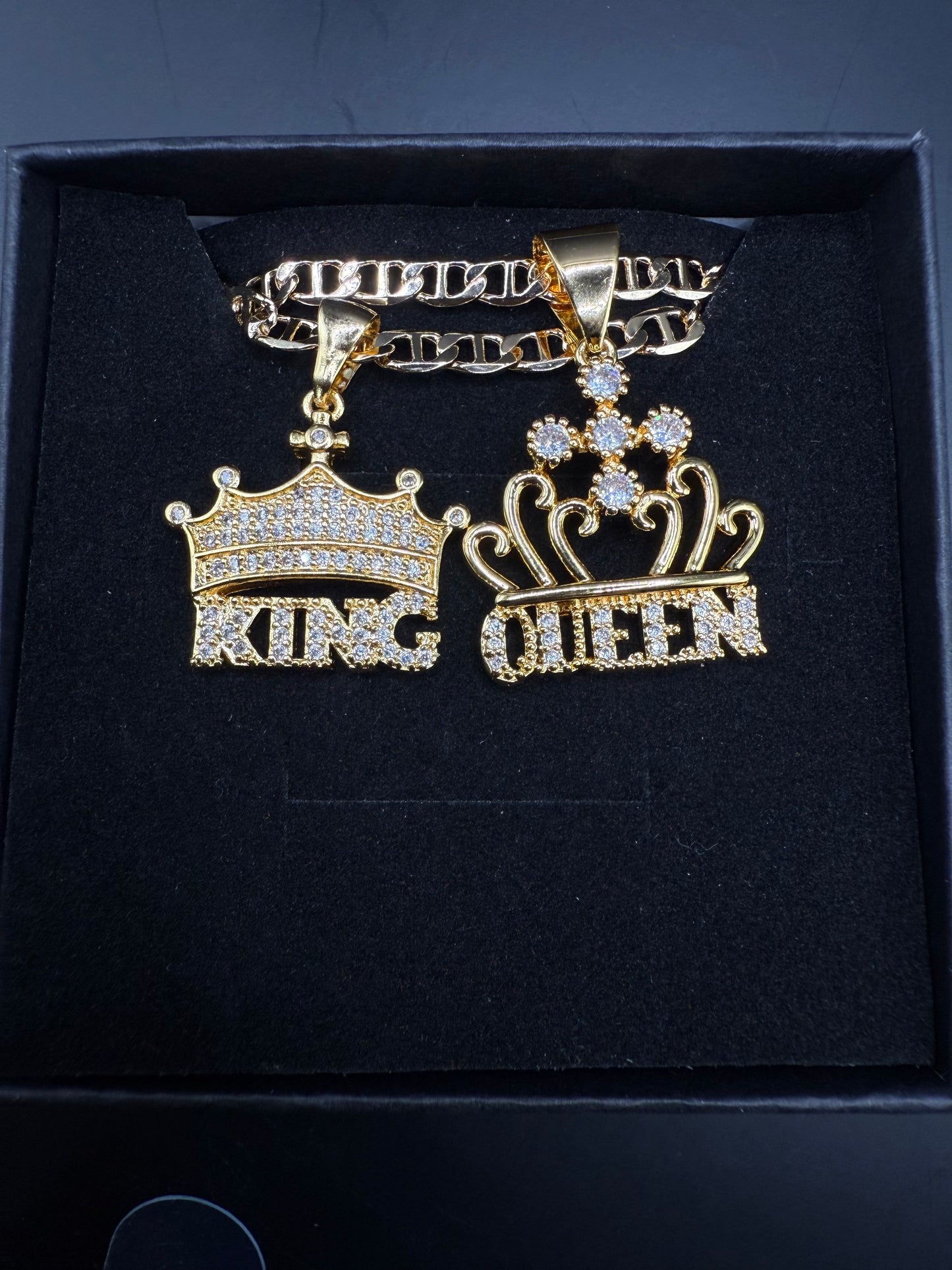 KING & QUEEN couple chains gold plated 2 chain included