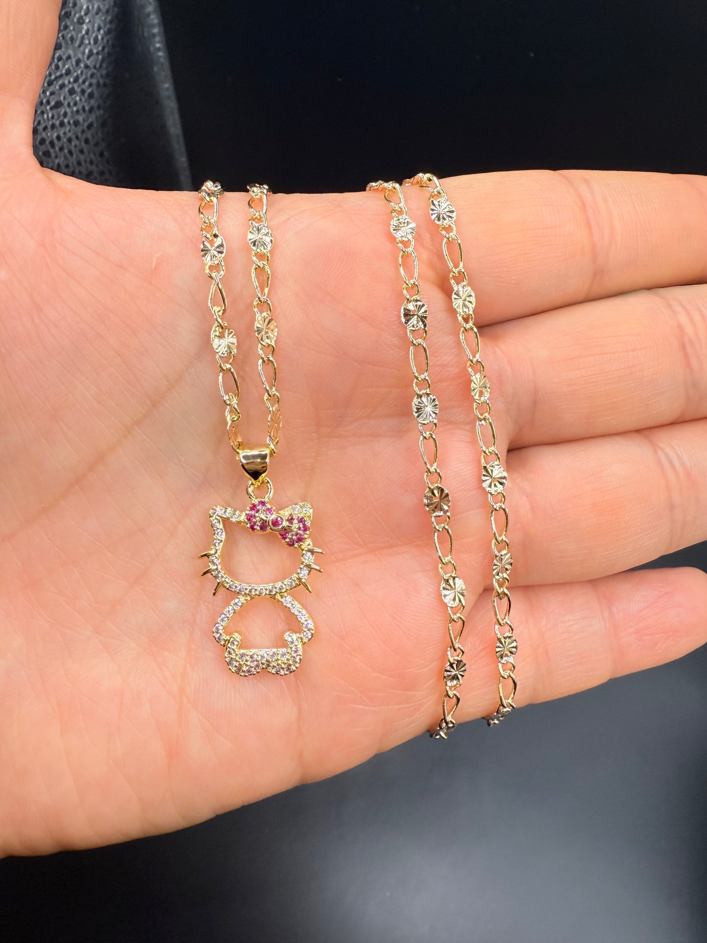 Sanrio  Kitty design Gold Openwork Necklace