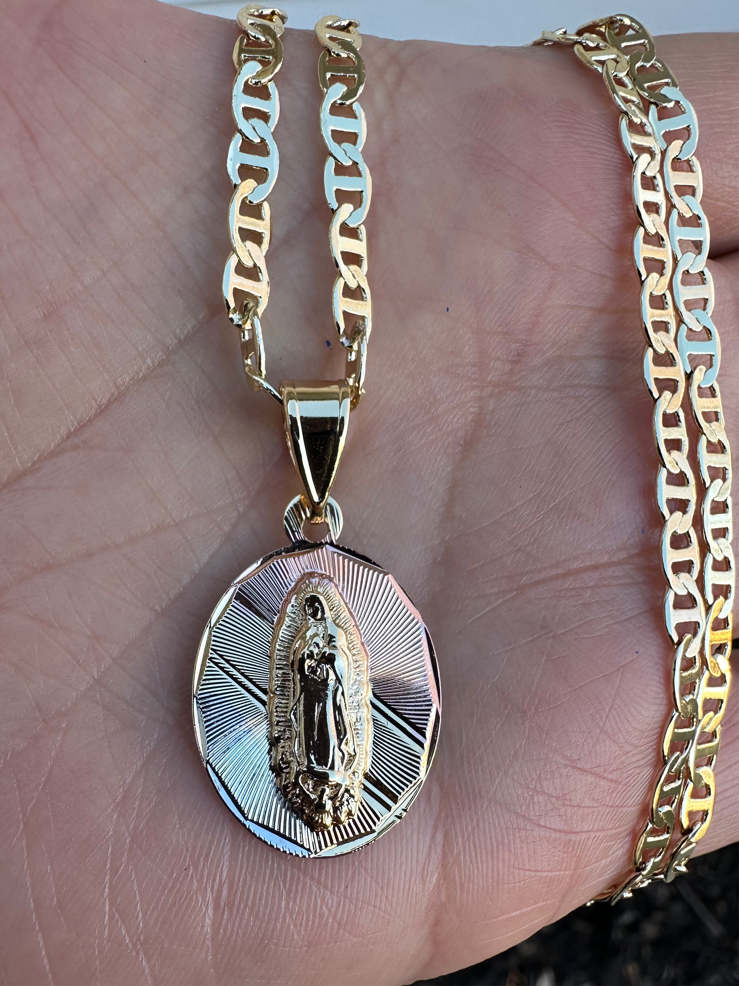 Virgen de Guadalupe gold plated necklace