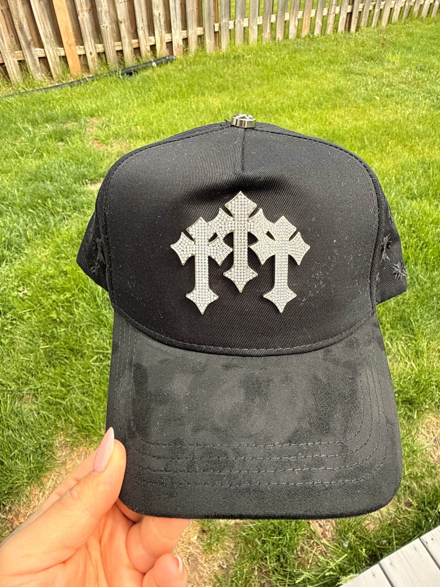 Black Trendy Cool Light Luxury Cross High-End Fashion Hip-Hop Super Cool Stylish Baseball Cap