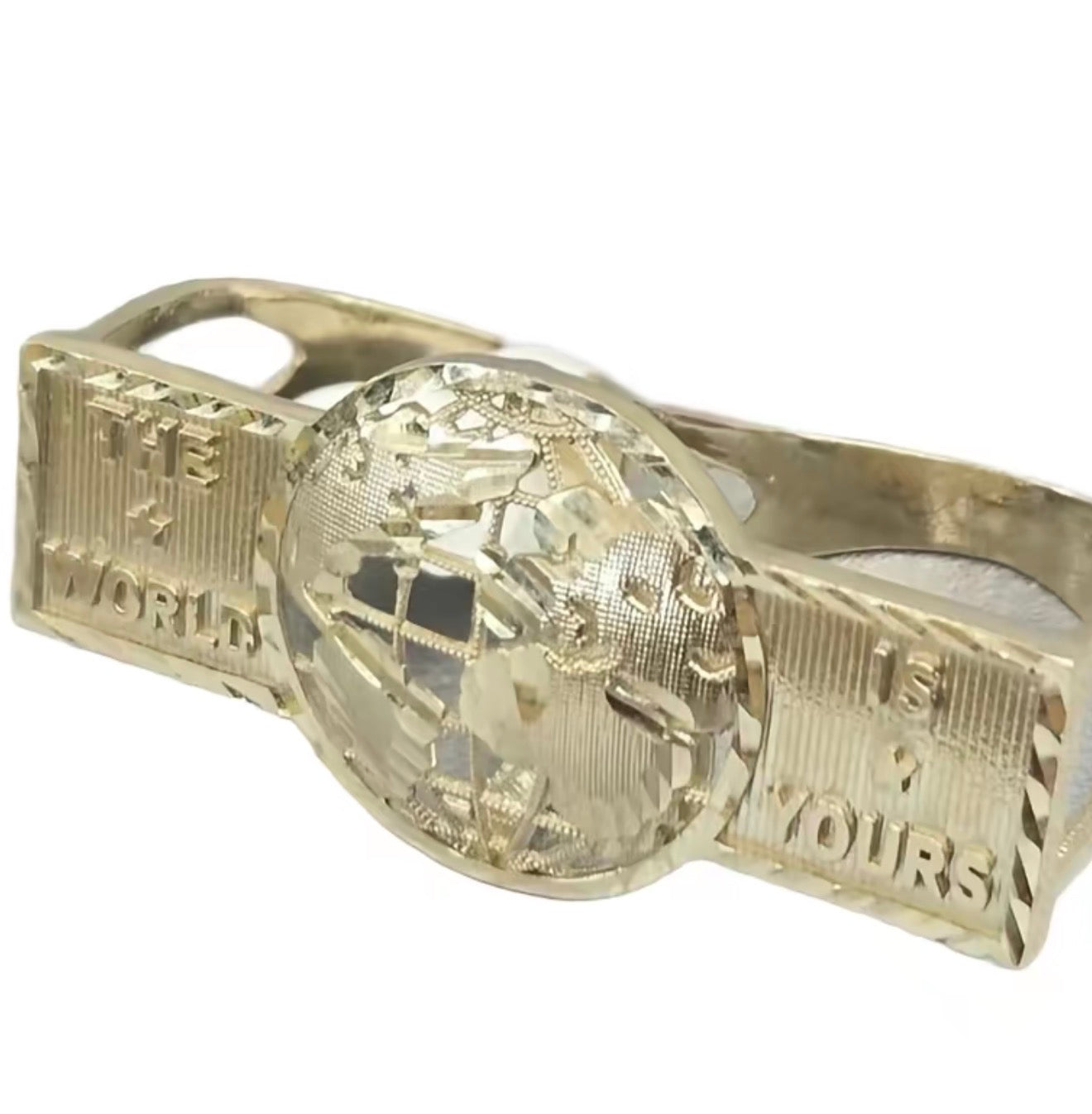 Gold Plated World Is Yours Round Single/ Doble Ring Globe Ring for Men Unique Gift Timeless Design Luxurious Gold Ring 1pcs