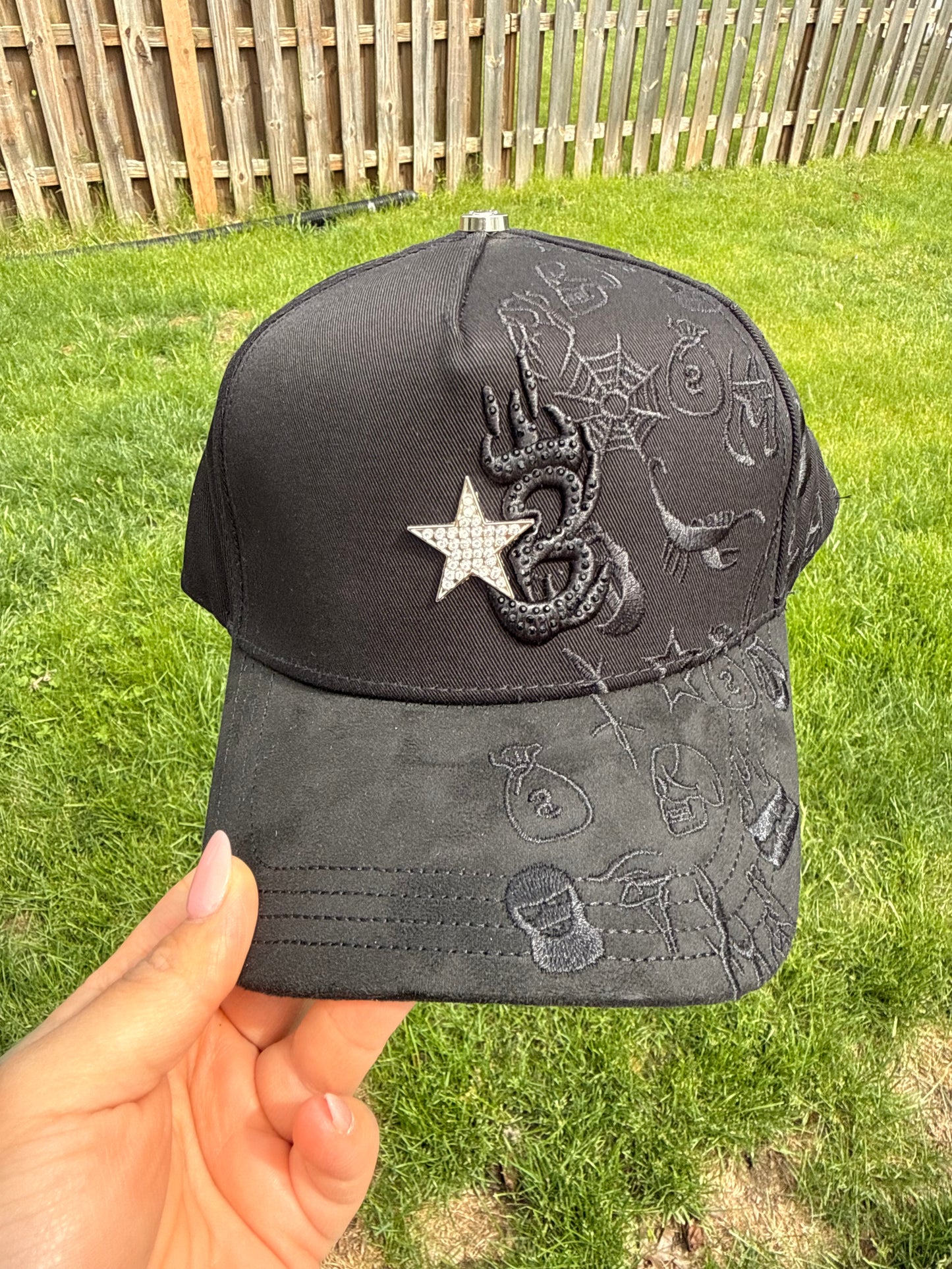 Black Trendy Cool Light Luxury Cross High-End Fashion Hip-Hop Super Cool Stylish Baseball Cap