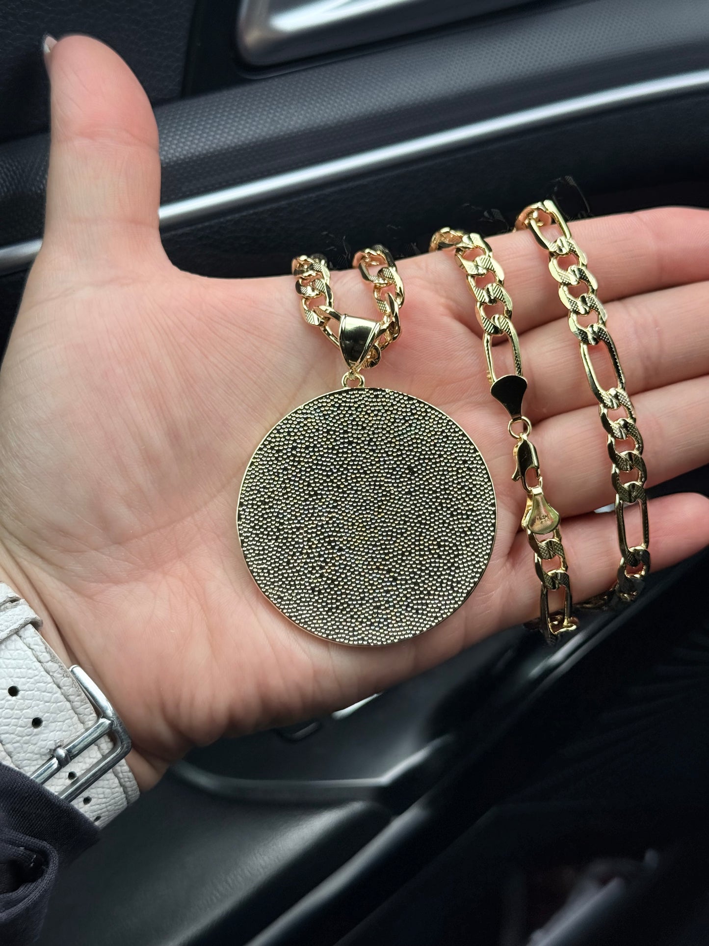 14k Gold Plated Aztec Calendar Big Pendant, Jewelry Accessory for Gold Necklaces