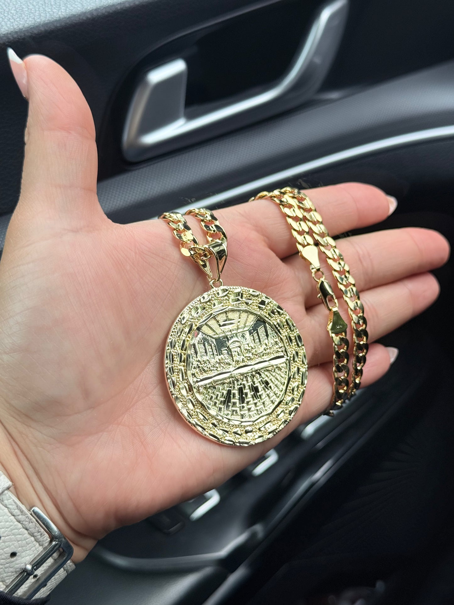 LAST SUPPER 14k Gold Plated  Concave Chain with Detailed Last Supper Pendant for Men and Women Gold Initial Necklace Fashion Necklace 24”